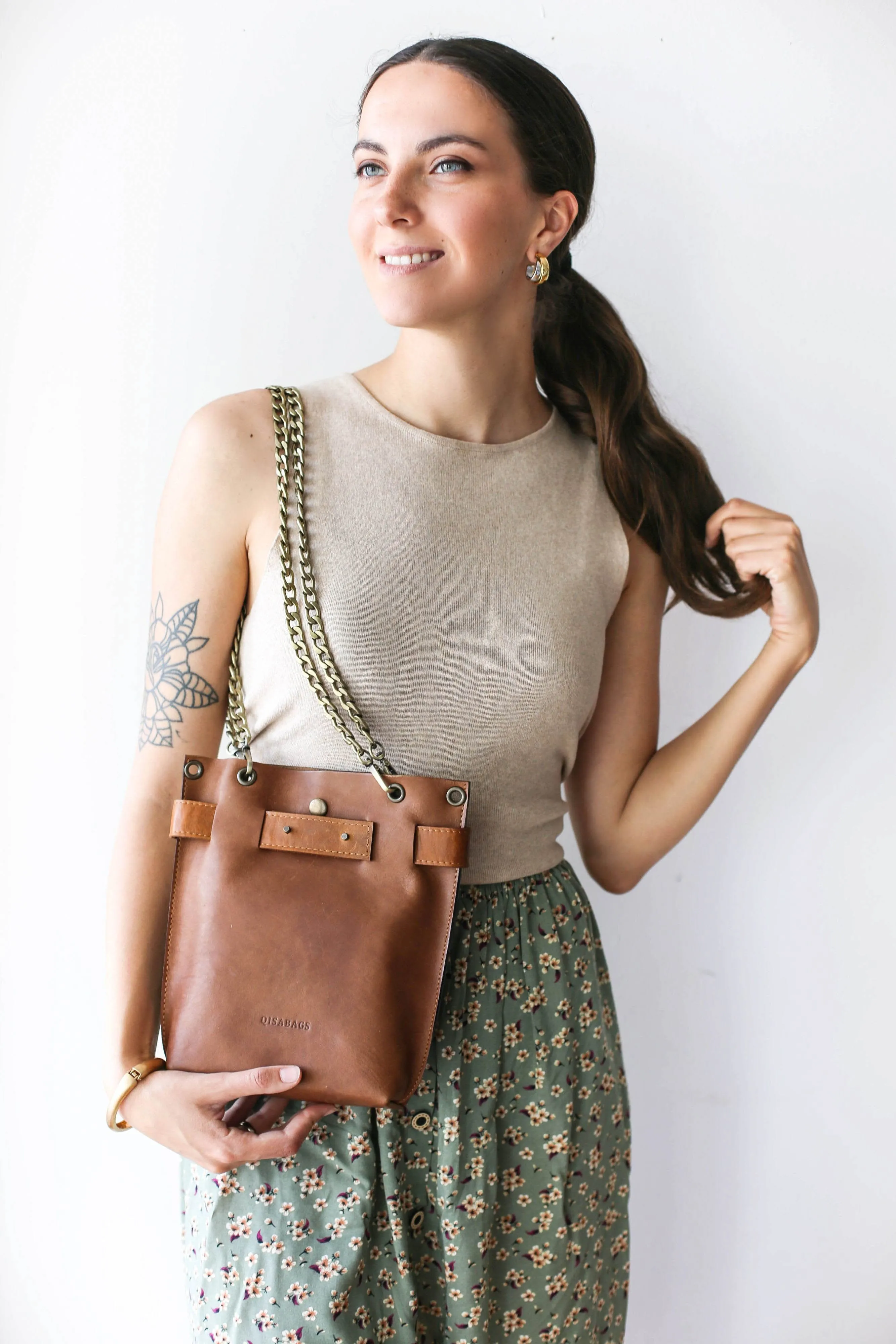 Brown Minimal Leather Bag