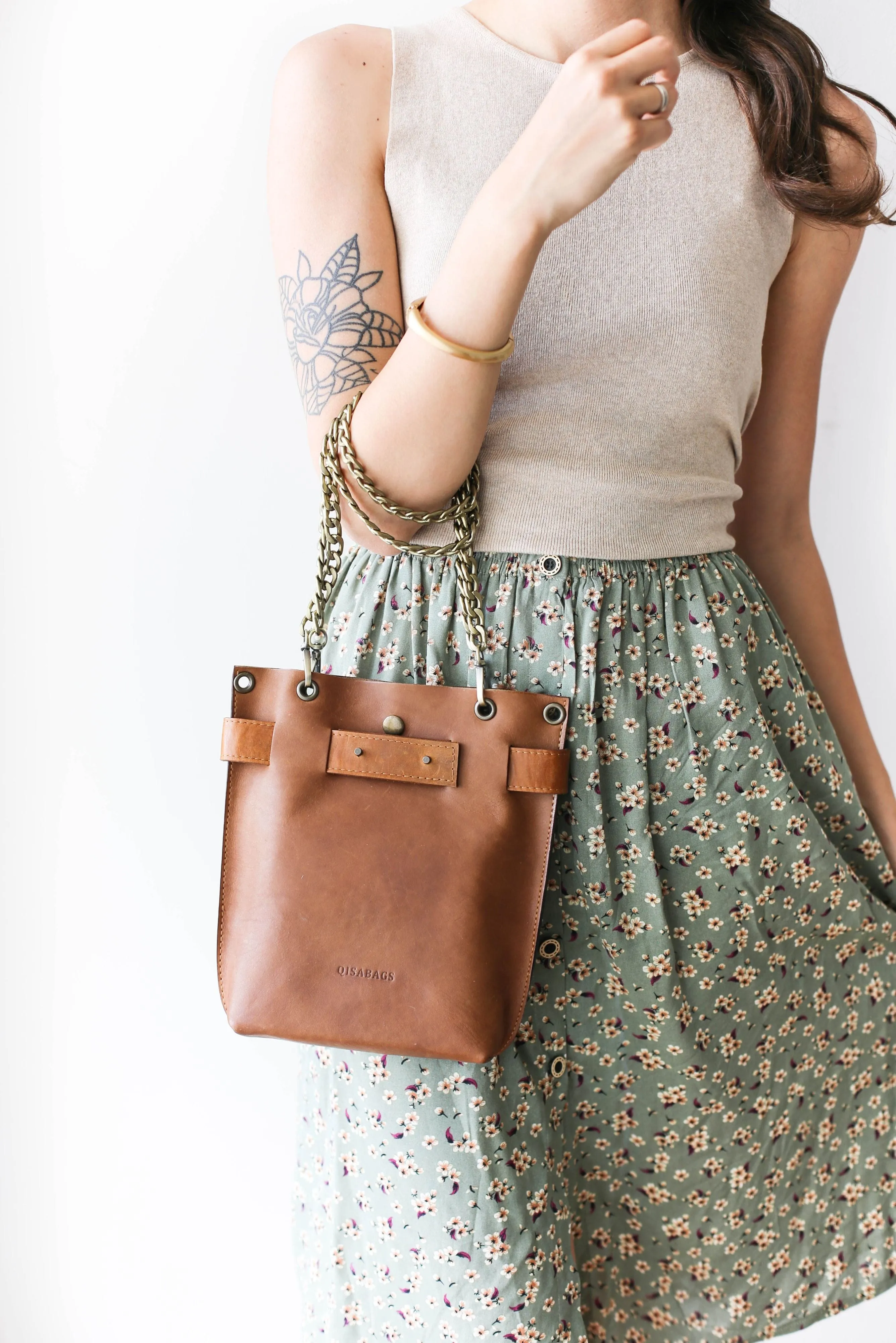 Brown Minimal Leather Bag