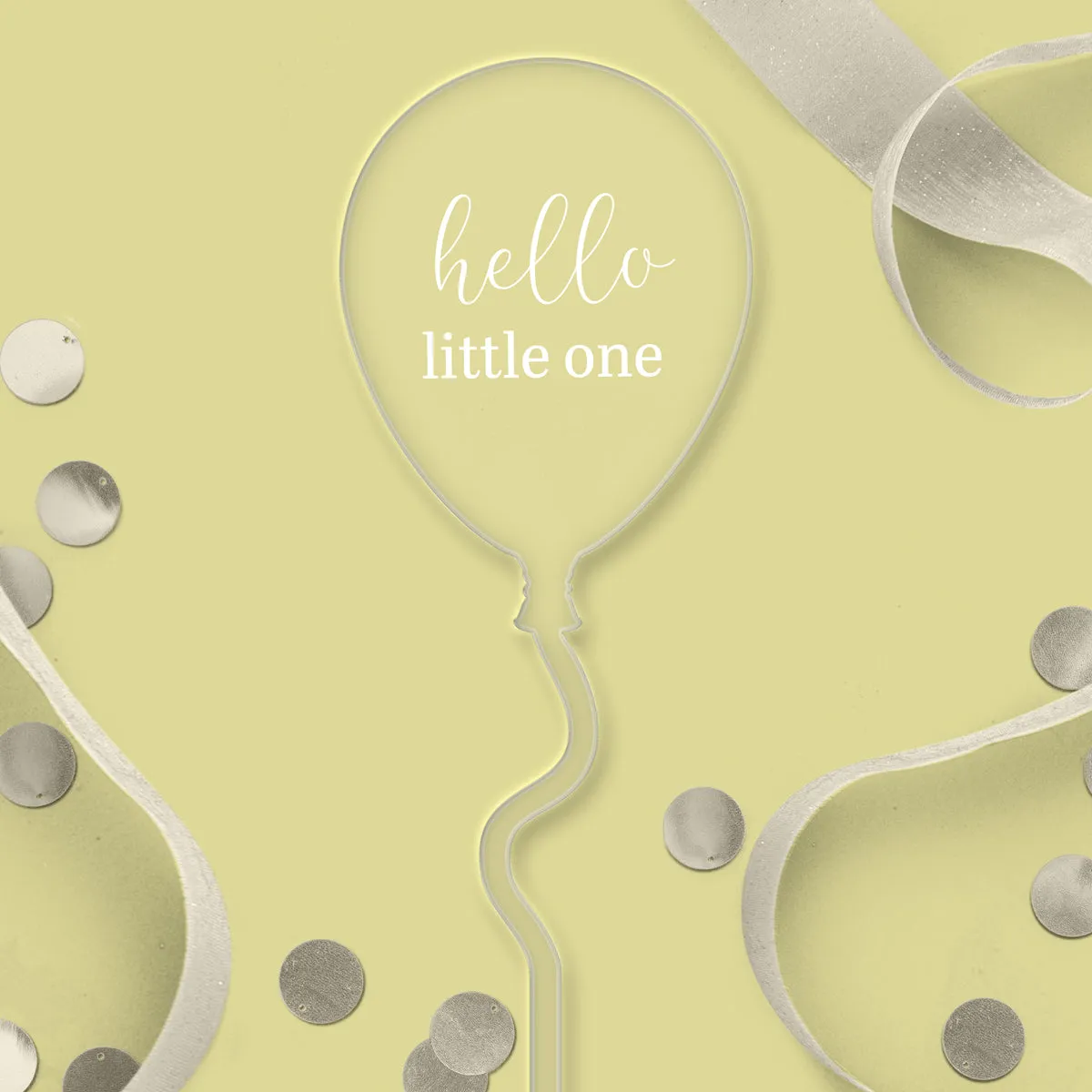 Hello Little One Clear Balloon Topper - White Wording